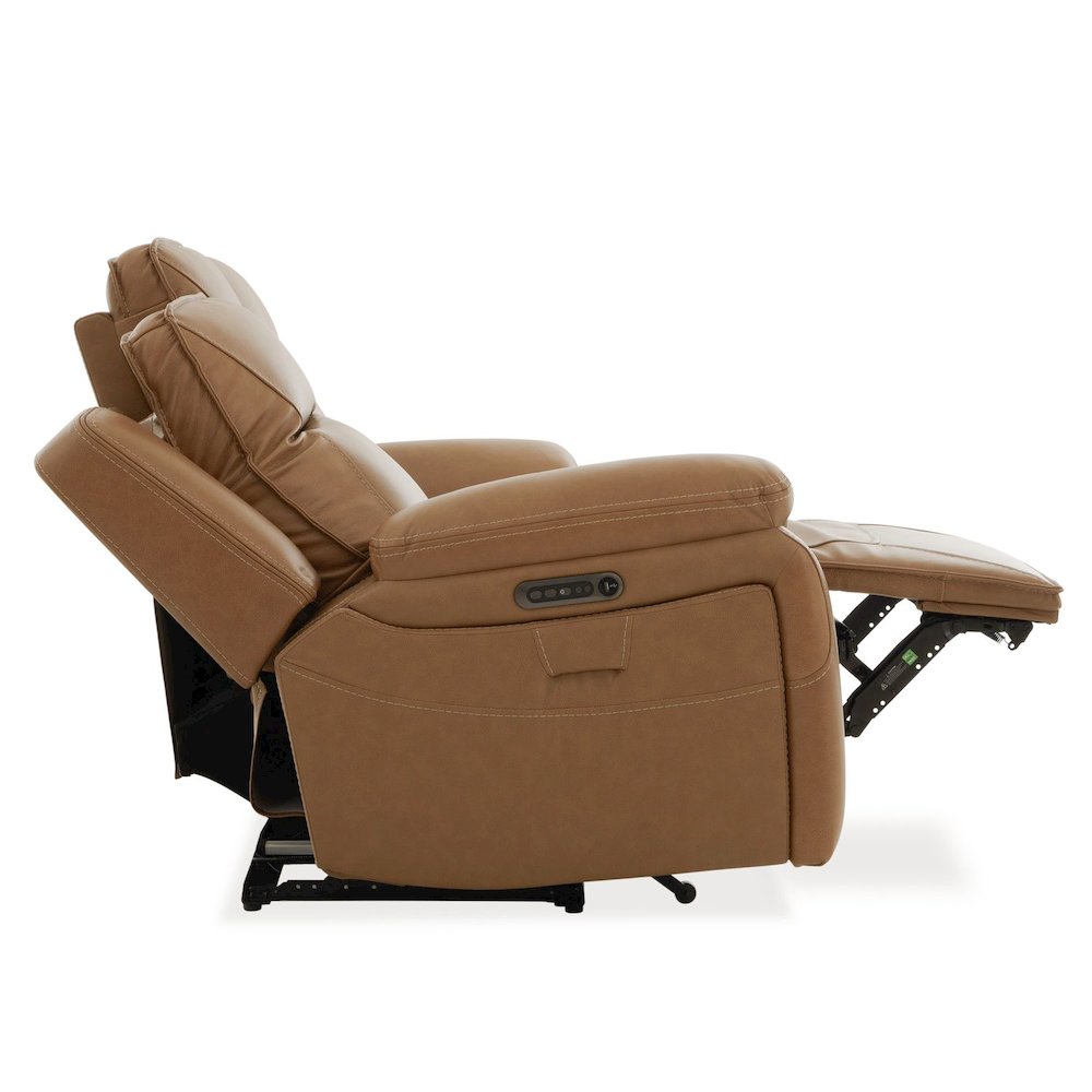 Power Recline Sofa with Charging Ports, Heat and Massage- York Butternut Leather. Picture 6