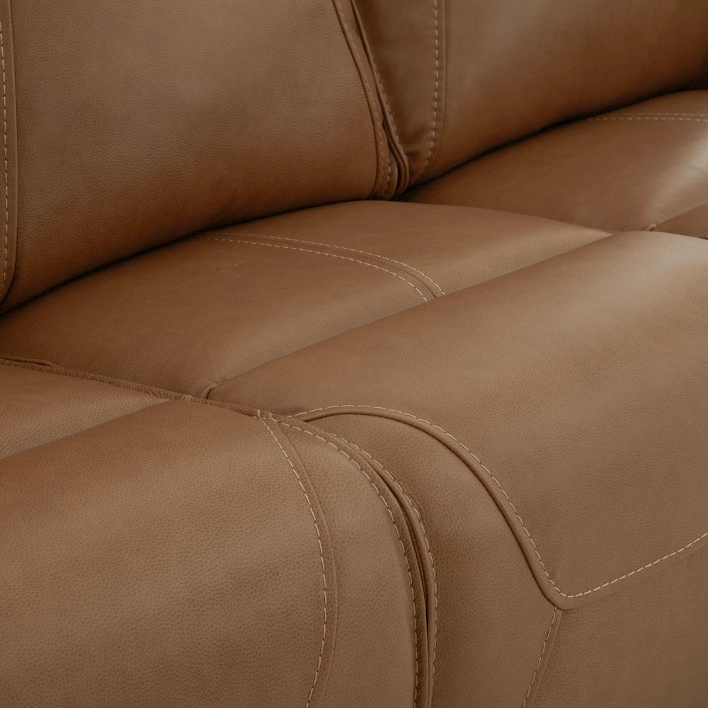 Power Recline Sofa with Charging Ports, Heat and Massage- York Butternut Leather. Picture 7