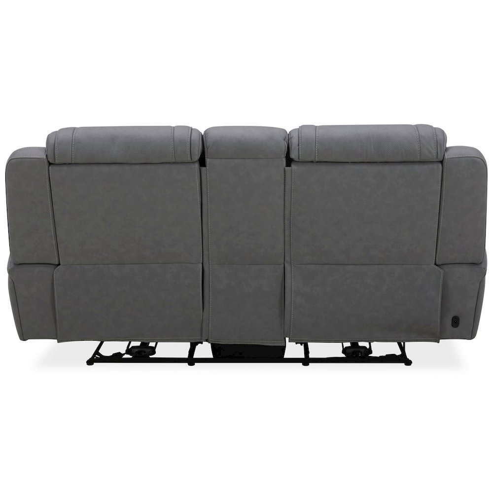 Power Recline Loveseat with Console, Charging Ports - Aline Blue Gray Leather. Picture 4