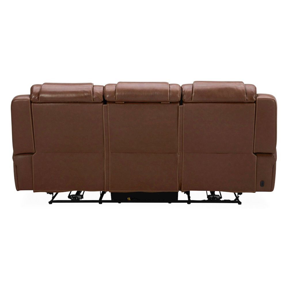 Sofa with Console, Charging Ports - Nature Chestnut Leather. Picture 4