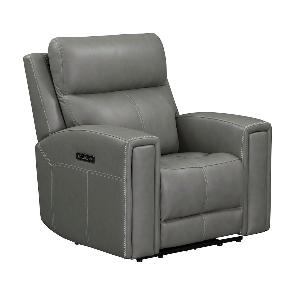 Camden Triple Power Wall Recliner Living Room Chair - Aline Light Gray Leather. Picture 1