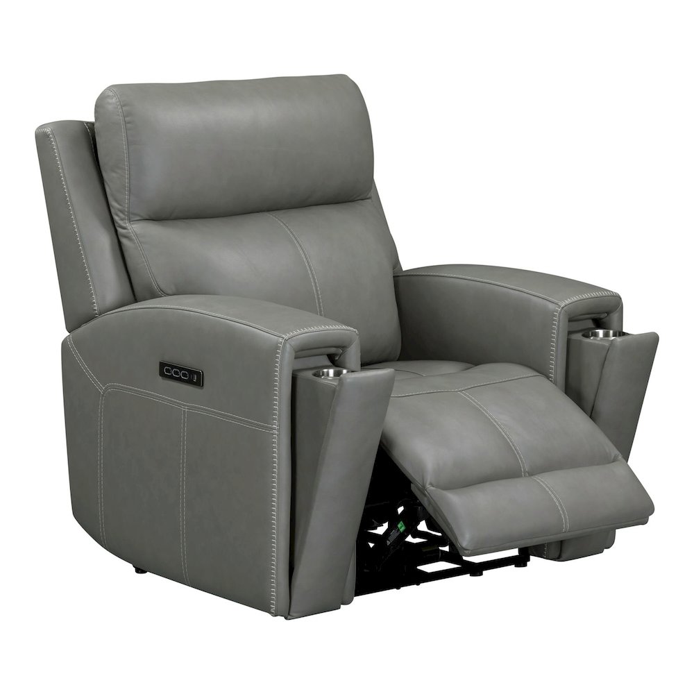 Camden Triple Power Wall Recliner Living Room Chair - Aline Light Gray Leather. Picture 7