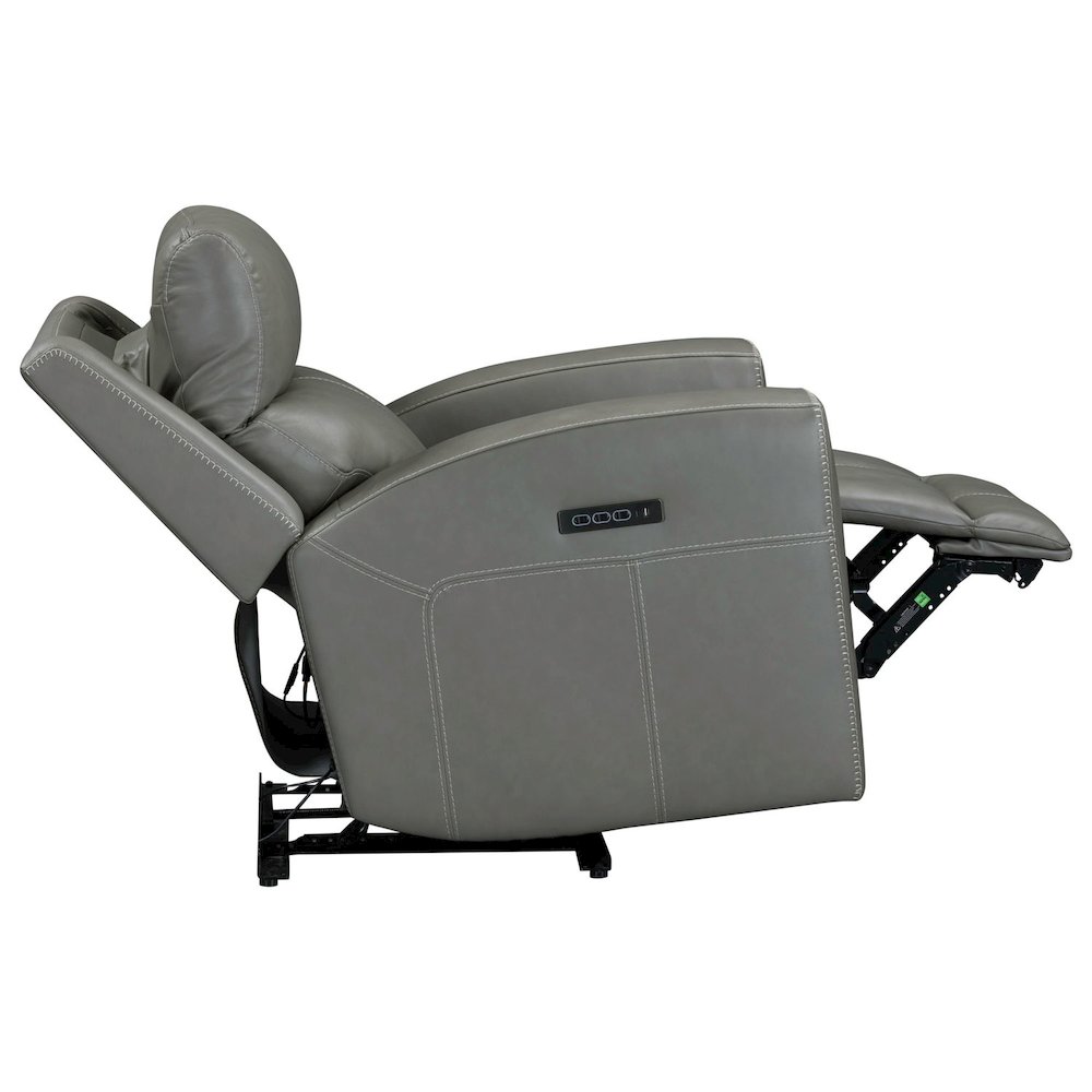 Camden Triple Power Wall Recliner Living Room Chair - Aline Light Gray Leather. Picture 8