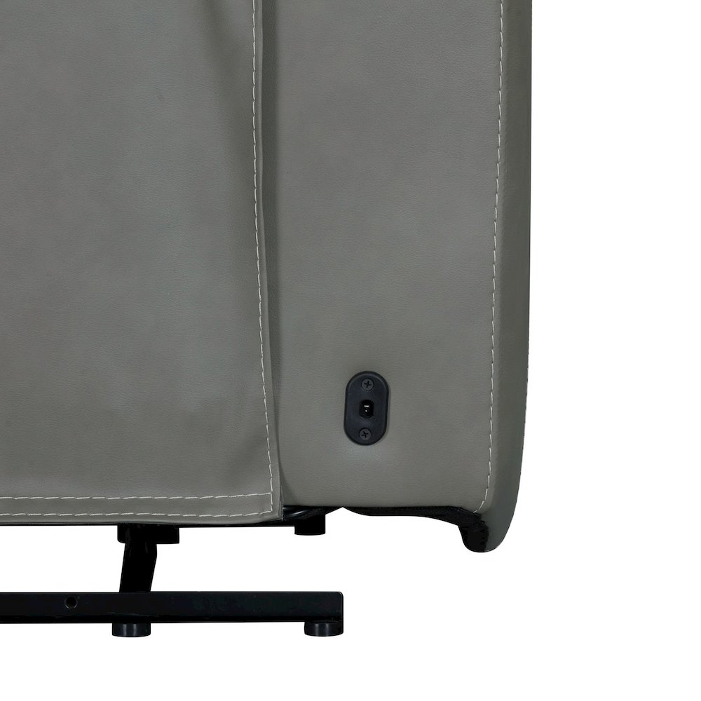 Camden Triple Power Wall Recliner Living Room Chair - Aline Light Gray Leather. Picture 9