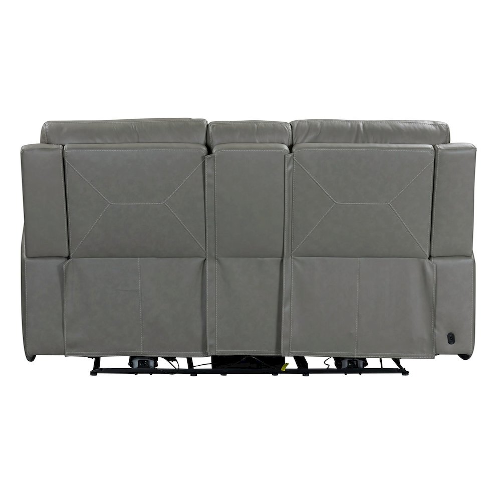 Camden Triple Power Reclining Loveseat with Console - Aline Light Gray Leather. Picture 6