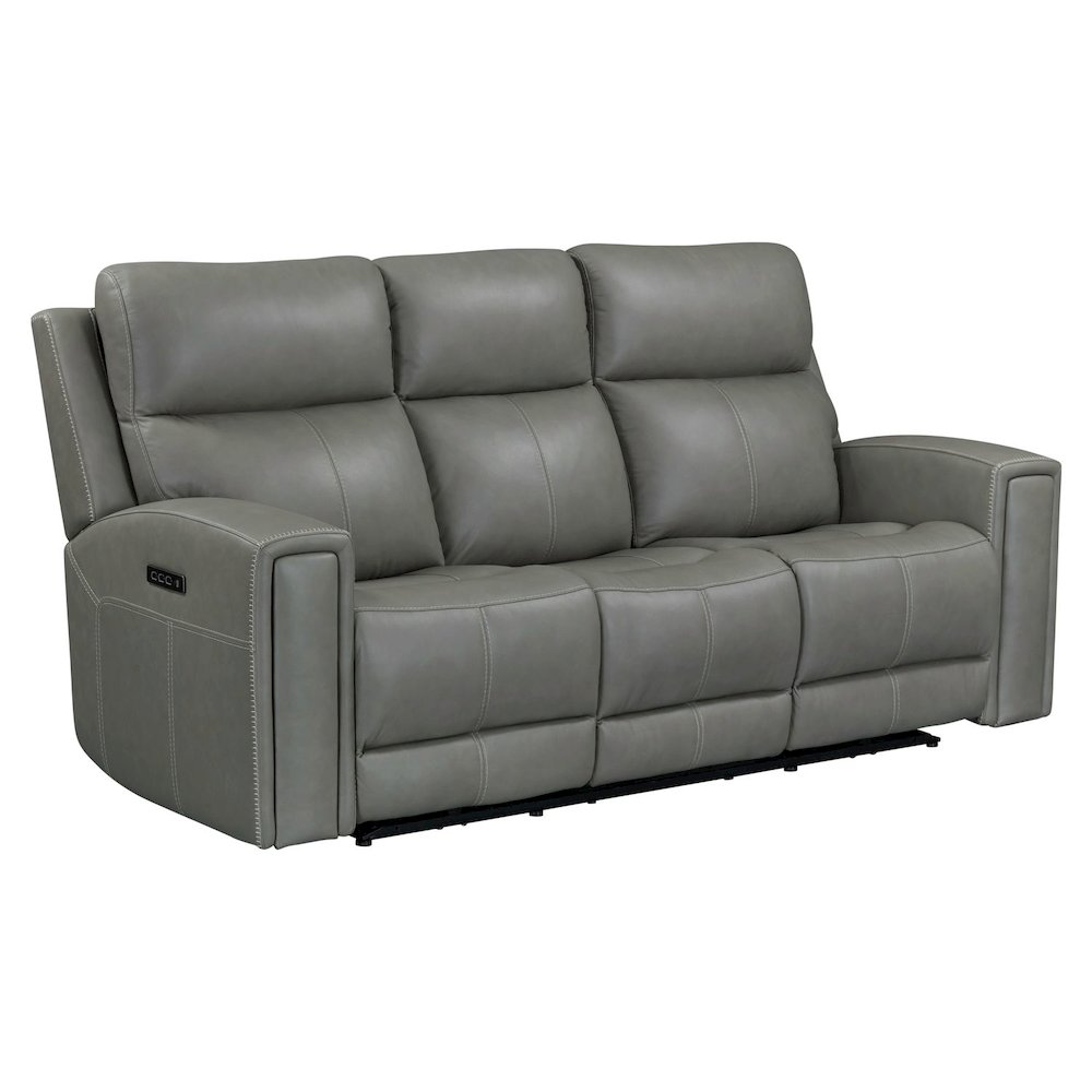 Camden Triple Power Reclining Sofa - Aline Light Gray Leather. Picture 1
