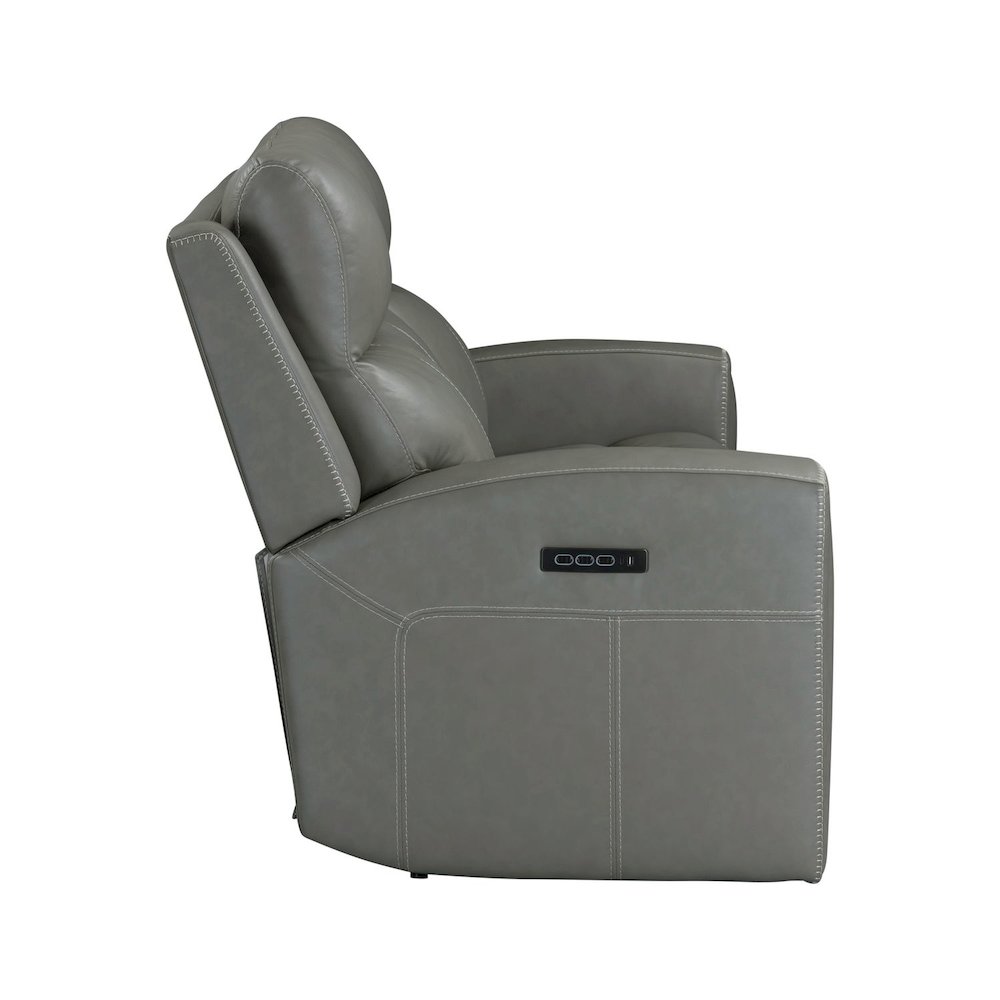 Camden Triple Power Reclining Sofa - Aline Light Gray Leather. Picture 5