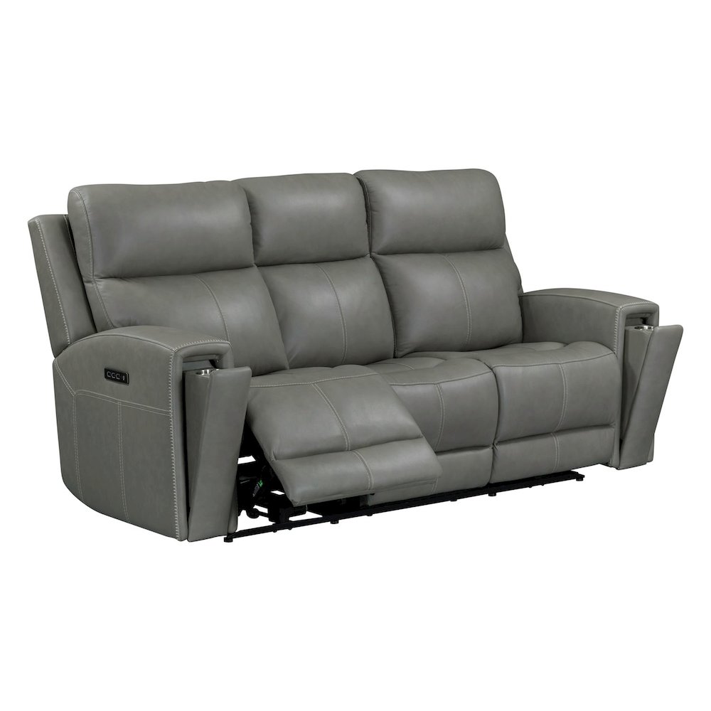Camden Triple Power Reclining Sofa - Aline Light Gray Leather. Picture 7