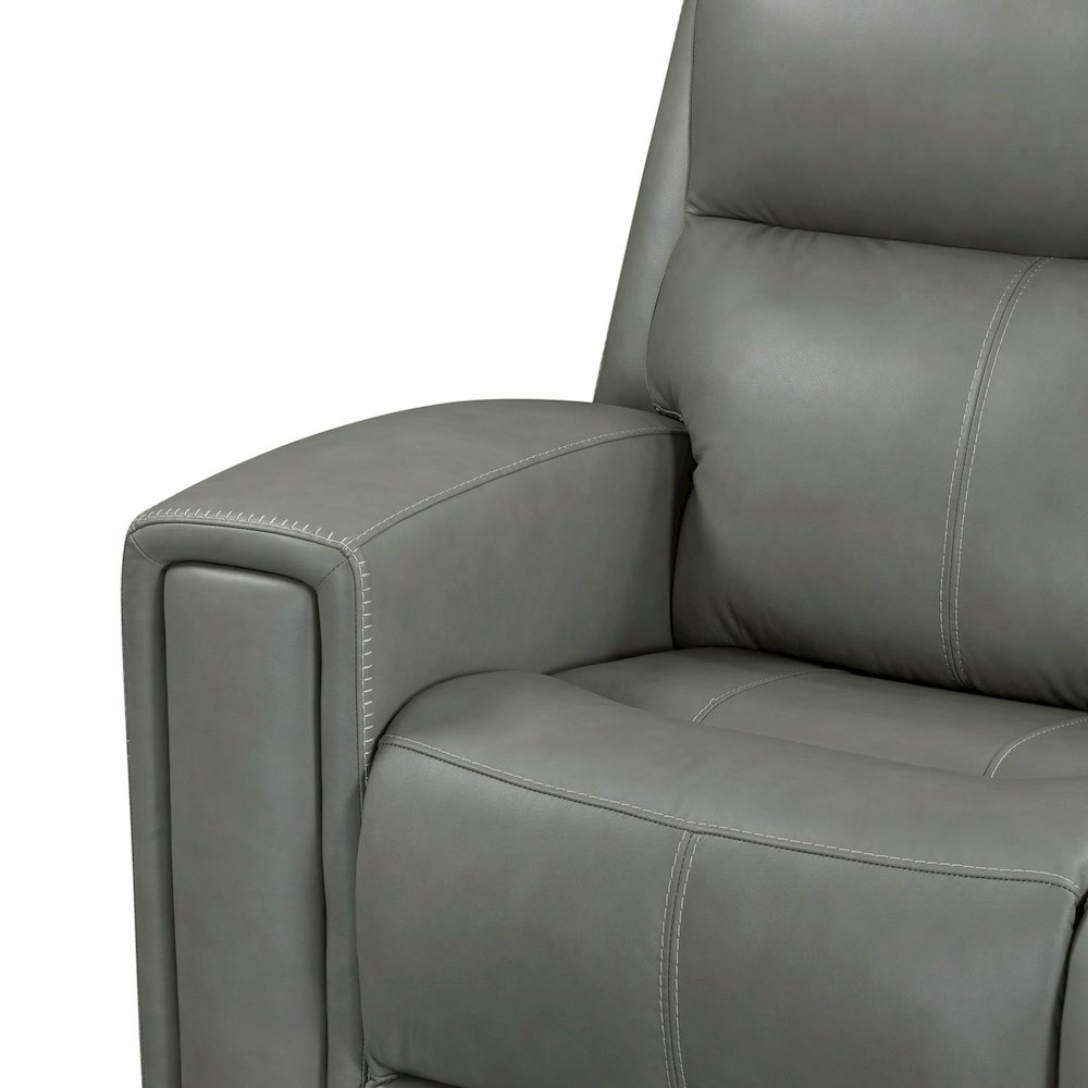 Camden Triple Power Reclining Sofa - Aline Light Gray Leather. Picture 9