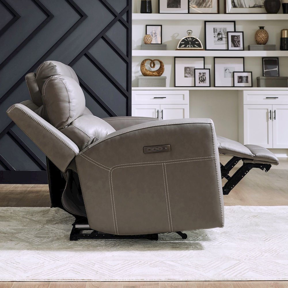 Camden Power Recline Set with Sofa & Recliner - Aline Light Gray Leather. Picture 9