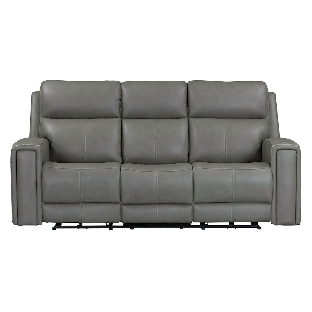 Camden Power Recline Set with Sofa & Recliner - Aline Light Gray Leather. Picture 5