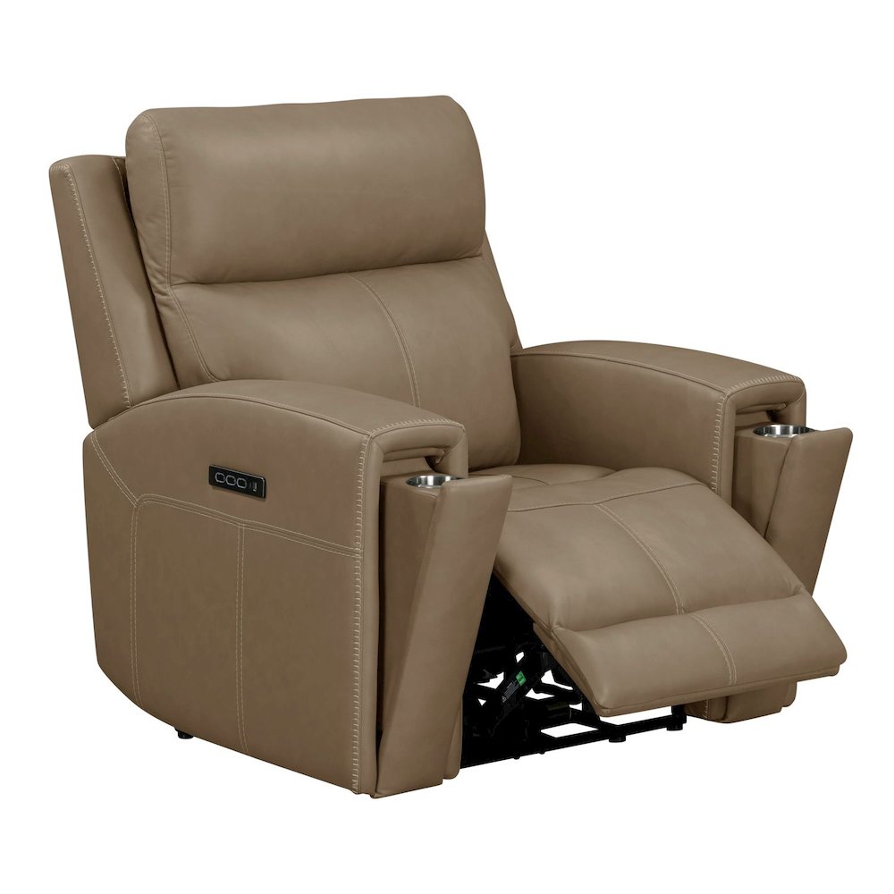 Camden Triple Power Wall Recliner Living Room Chair - Aline Toast Brown Leather. Picture 6