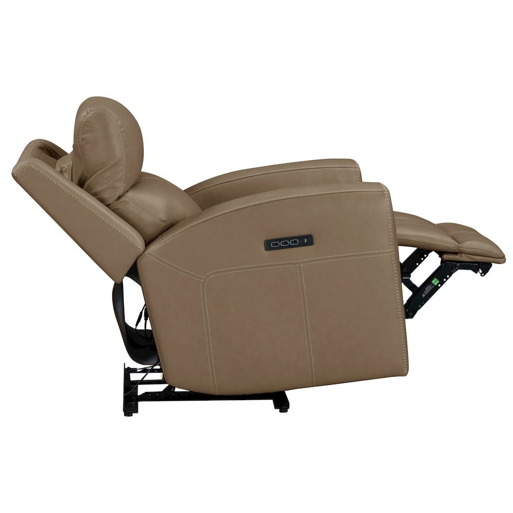 Camden Triple Power Wall Recliner Living Room Chair - Aline Toast Brown Leather. Picture 7