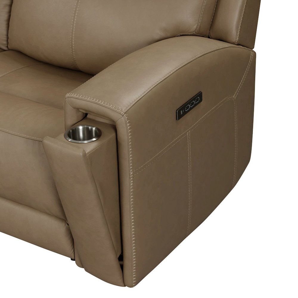 Camden Triple Power Wall Recliner Living Room Chair - Aline Toast Brown Leather. Picture 9