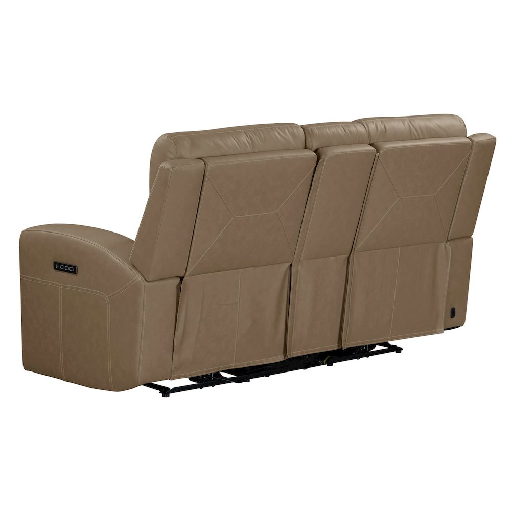 Camden Triple Power Reclining Loveseat with Console - Aline Toast Brown Leather. Picture 5