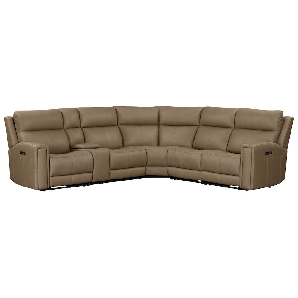 Camden Power Reclining 6 Piece Sectional Sofa - Aline Toast Brown Leather. Picture 1