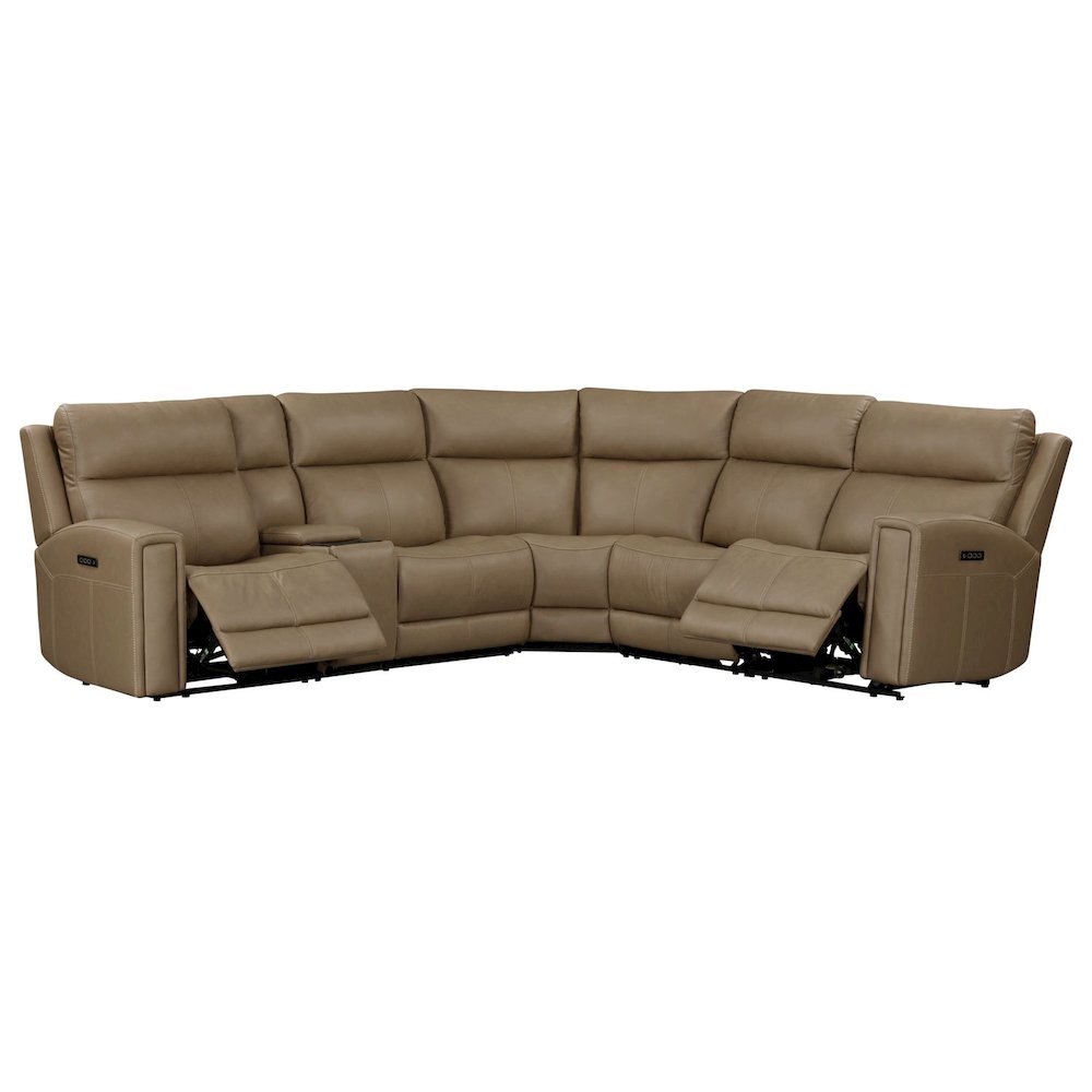 Camden Power Reclining 6 Piece Sectional Sofa - Aline Toast Brown Leather. Picture 4