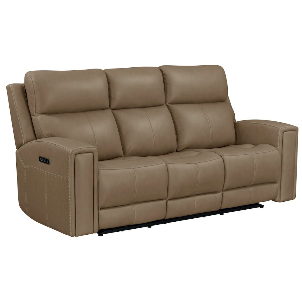 Camden Power Recline Set with Sofa & Loveseat - Aline Toast Brown Leather. Picture 2