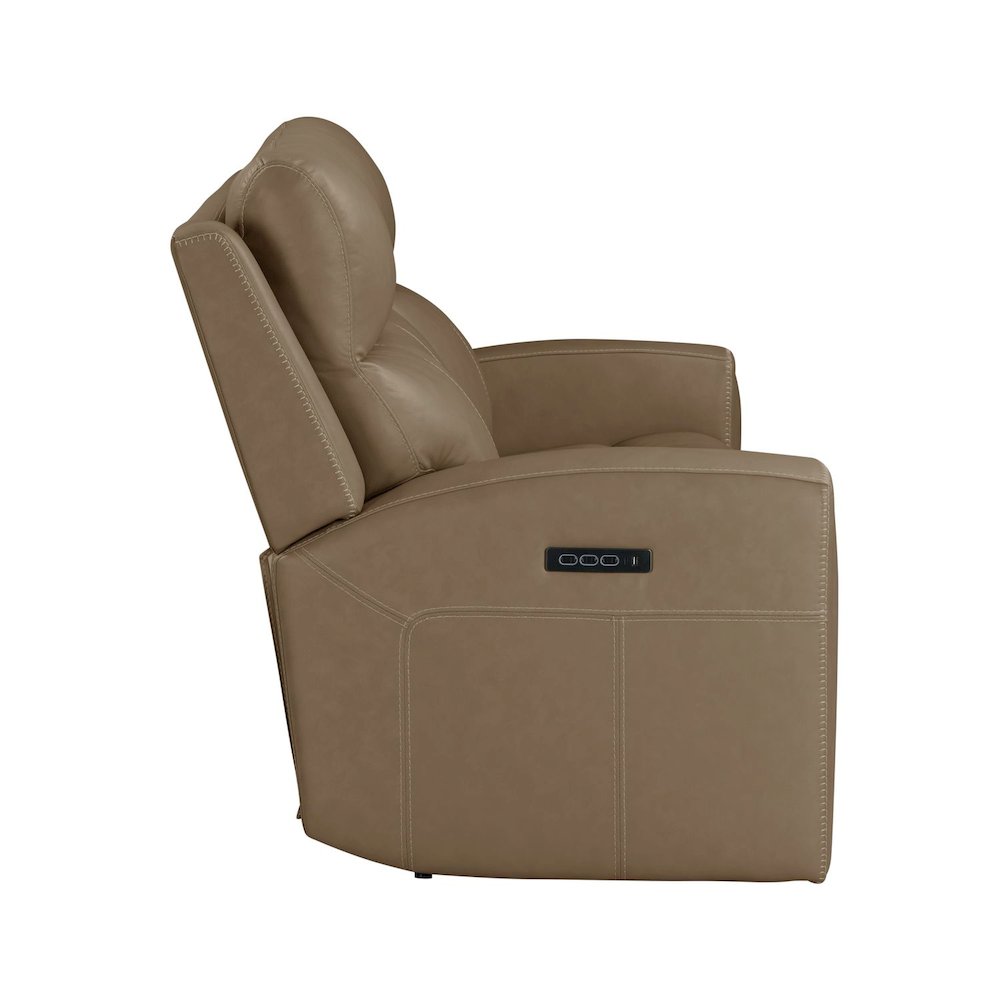 Camden Power Recline Set with Sofa & Loveseat - Aline Toast Brown Leather. Picture 5
