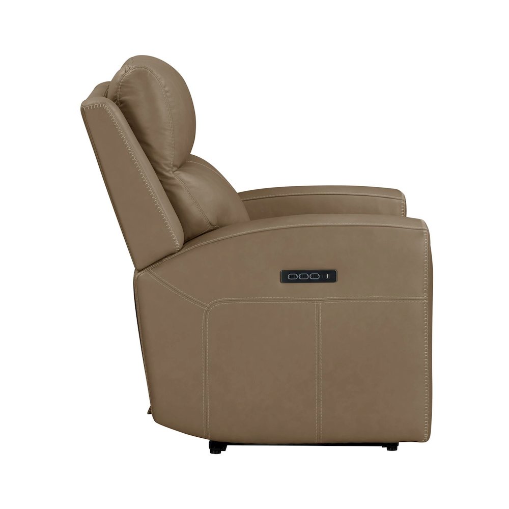 Camden Power Recline Set with Sofa & Recliner - Aline Toast Brown Leather. Picture 7