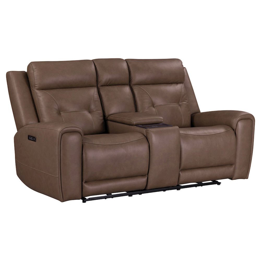 Beckham Power Reclining Loveseat with Console - Aline Saddle Brown Leather. Picture 1
