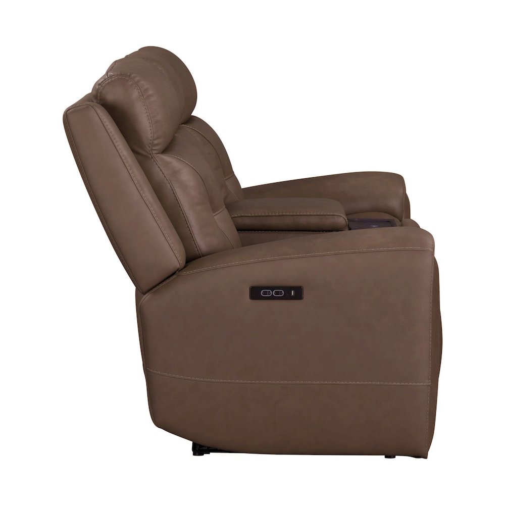 Beckham Power Reclining Loveseat with Console - Aline Saddle Brown Leather. Picture 5