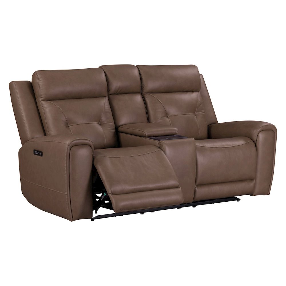Beckham Power Reclining Loveseat with Console - Aline Saddle Brown Leather. Picture 7