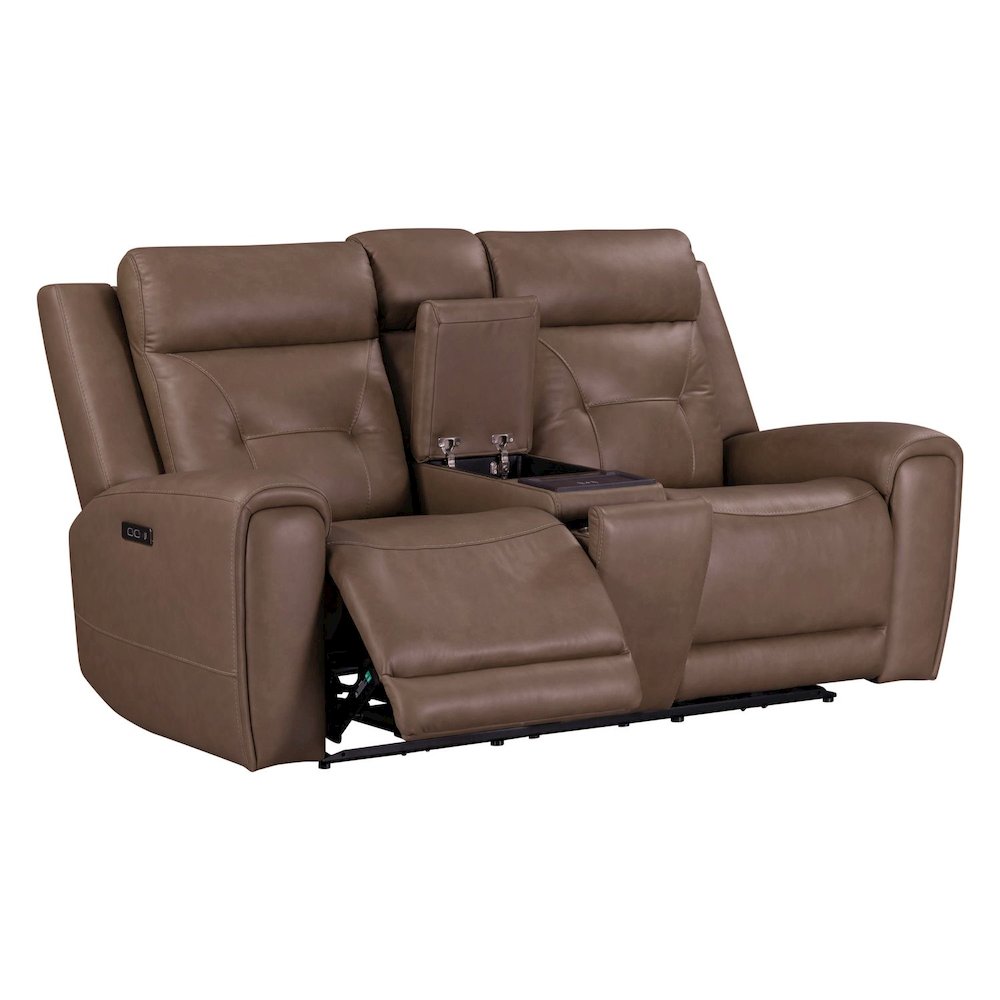 Beckham Power Reclining Loveseat with Console - Aline Saddle Brown Leather. Picture 8