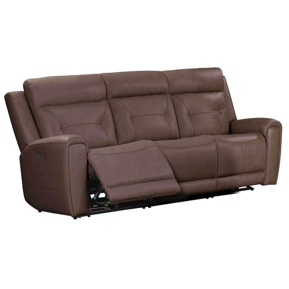 Beckham Power Reclining Sofa - Aline Saddle Brown Leather. Picture 6