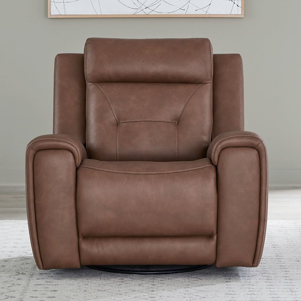 Beckham Power Recline Set with Sofa & Recliner - Aline Saddle Brown Leather. Picture 7