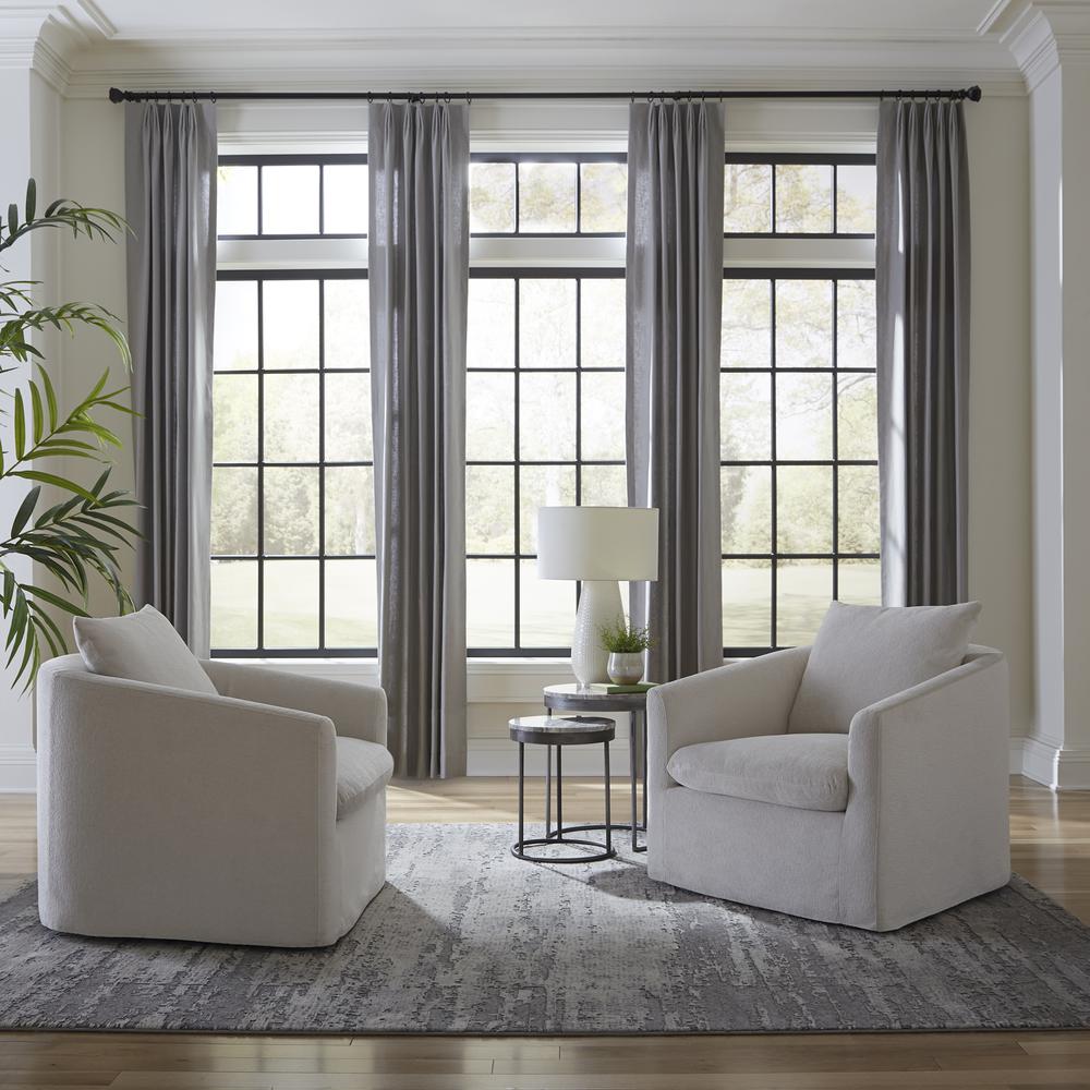 Uph Swivel Accent Chair - Ivory Eclectic White in Ivory Upholstery. Picture 3