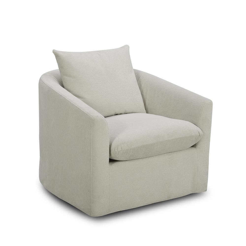 Uph Swivel Accent Chair - Ivory Eclectic White in Ivory Upholstery. Picture 1