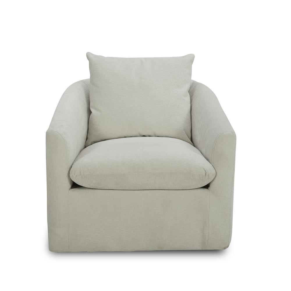Uph Swivel Accent Chair - Ivory Eclectic White in Ivory Upholstery. Picture 4
