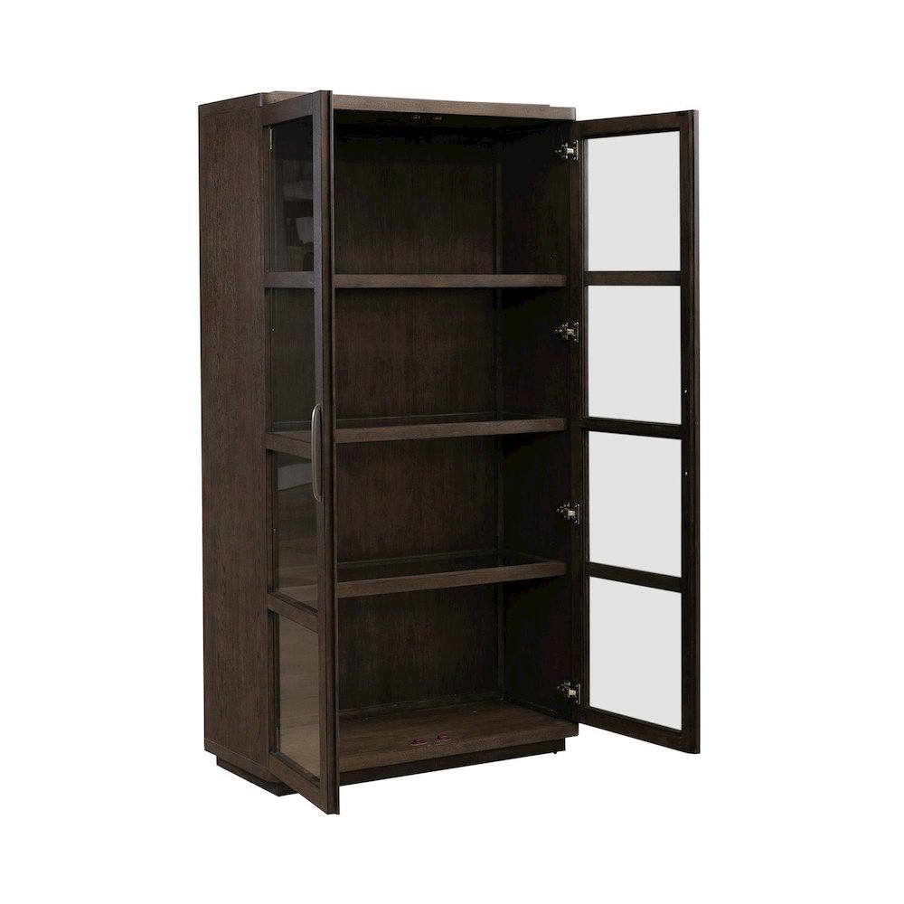 Cascade Falls Display Cabinet for Dining Room with LED Light- Satin Espresso. Picture 5