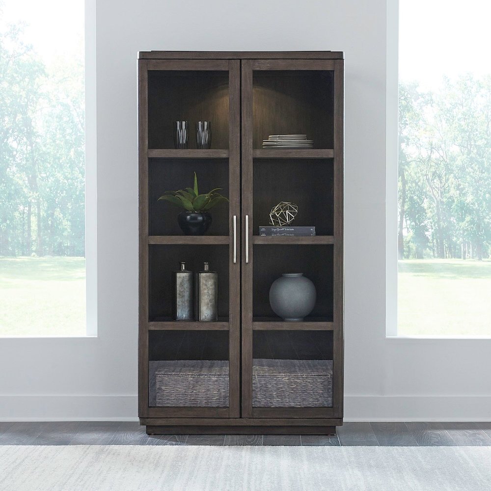 Cascade Falls Display Cabinet for Dining Room with LED Light- Satin Espresso. Picture 12