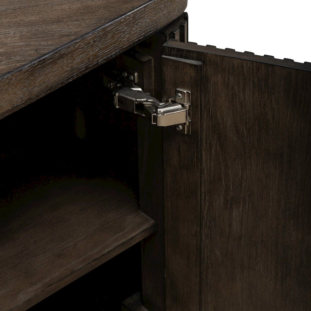 82 Inch TV Console for Living Room Media Storage  - Satin Espresso Oak. Picture 9