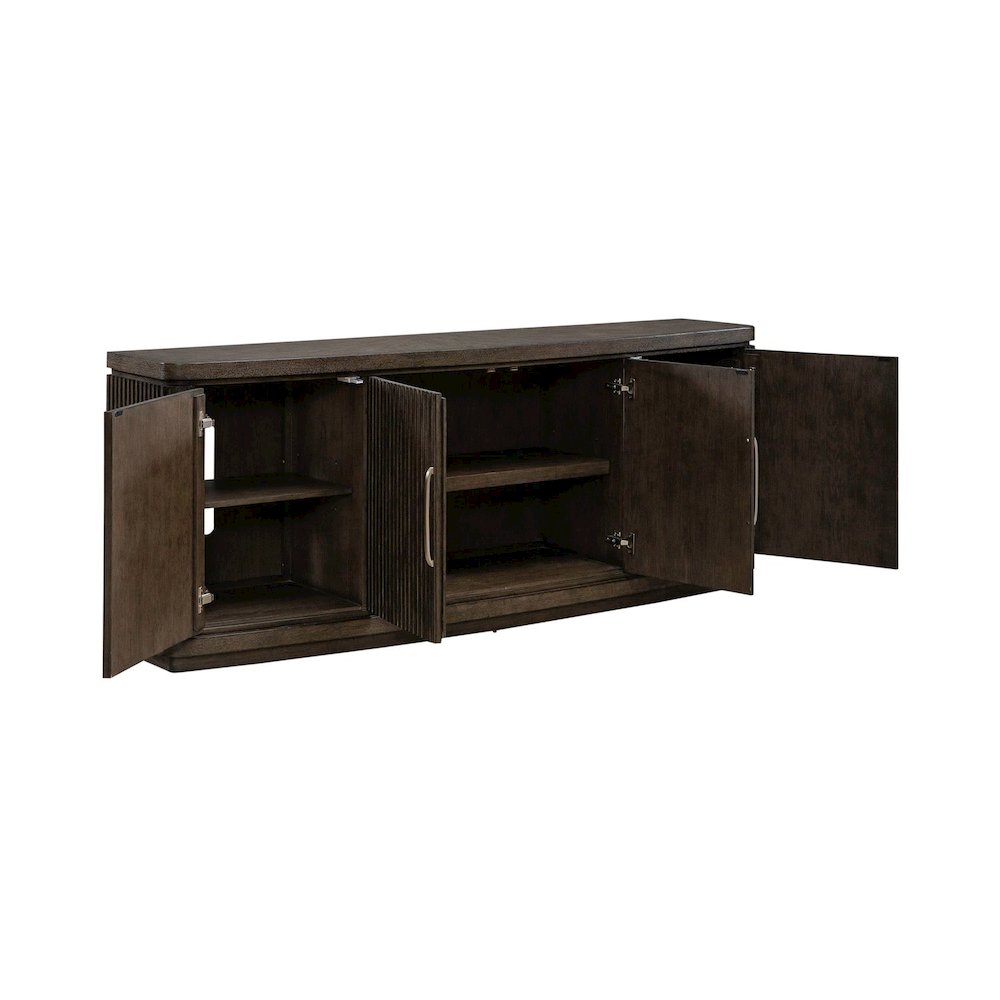 82 Inch TV Console for Living Room Media Storage  - Satin Espresso Oak. Picture 7
