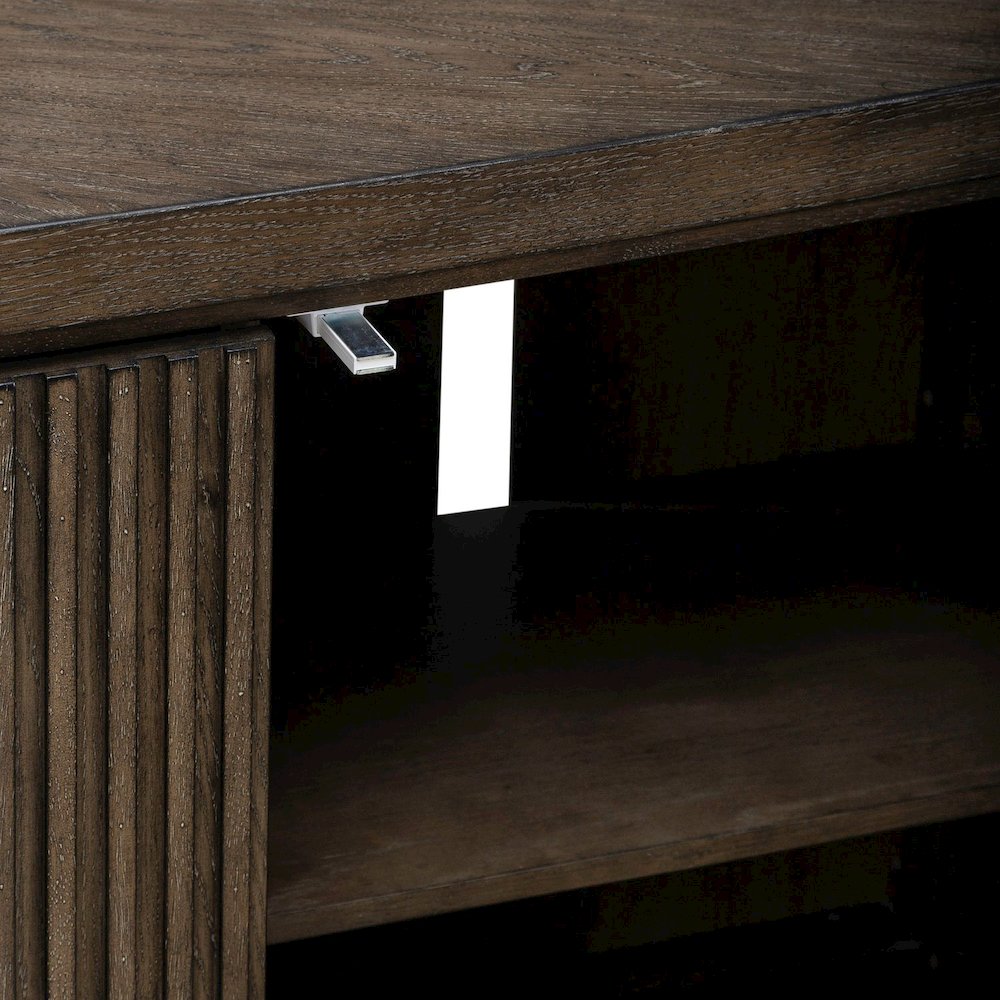 82 Inch TV Console for Living Room Media Storage  - Satin Espresso Oak. Picture 8