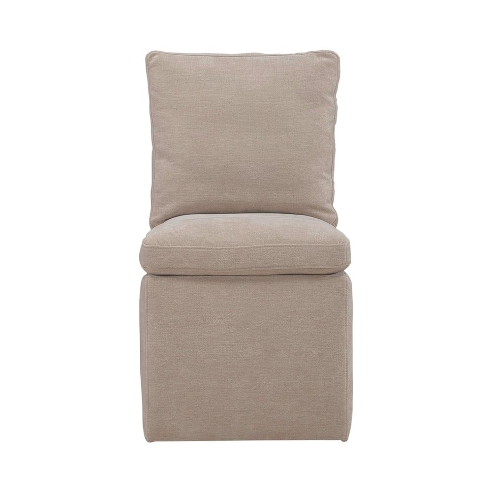 Accent Dining Chair with Castors - Squared Back - Wicker Upholstry. Picture 2