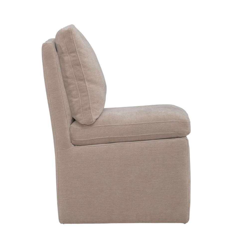 Accent Dining Chair with Castors - Squared Back - Wicker Upholstry. Picture 3