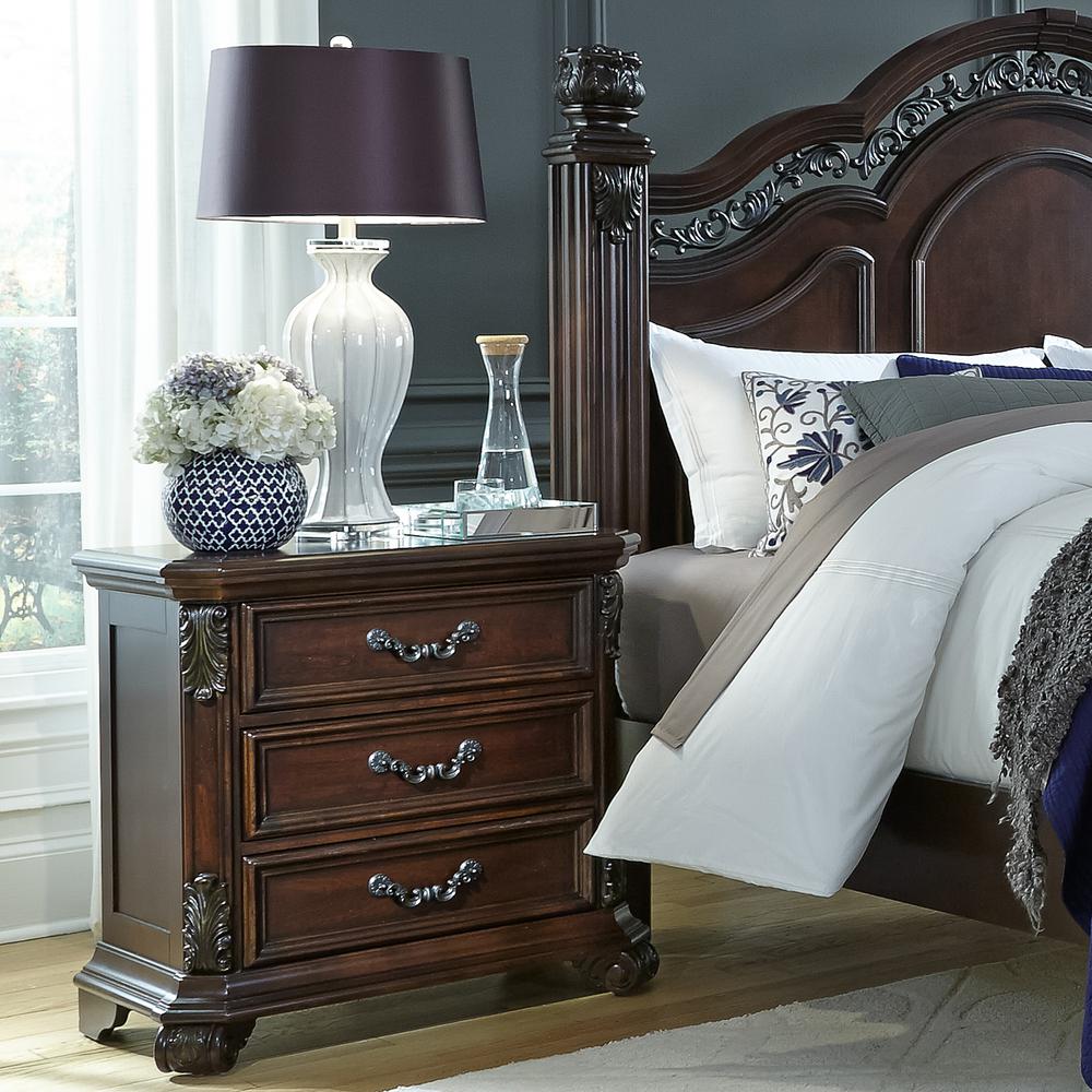 Messina Estates 3 Drawer Night Stand in Cognac. Picture 3