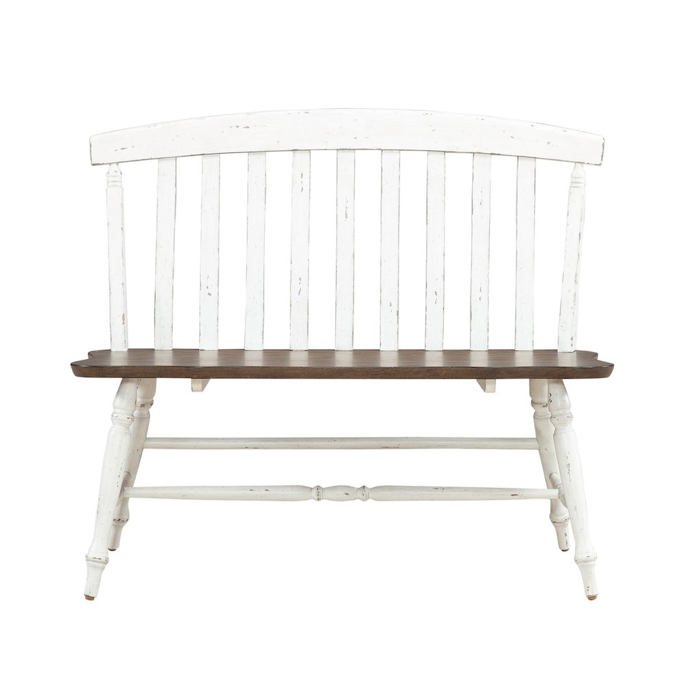Al Fresco Slat Back Bench for Dining Room - Graphite & Whitestone. Picture 1
