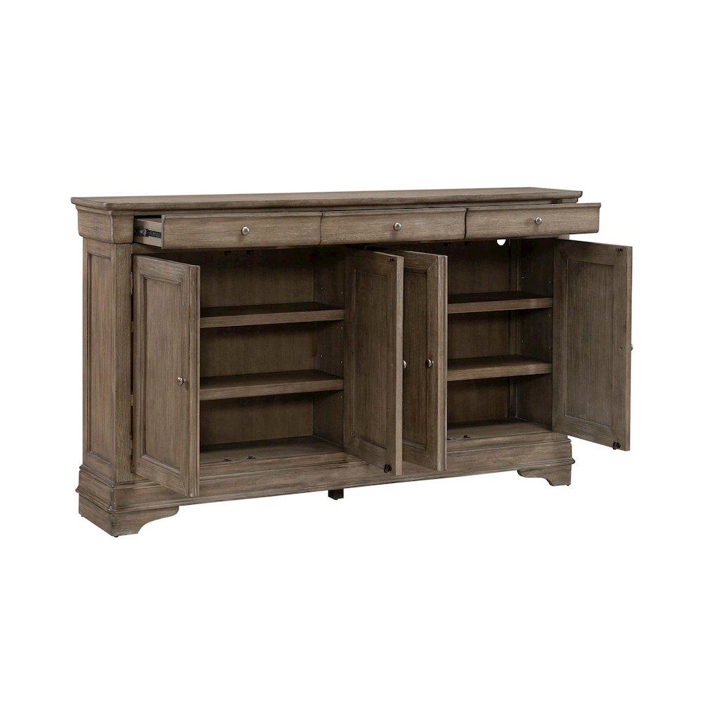 Hall Buffet Dining Living Room Storage - Felt Lined Top Drawers - Sandy Taupe. Picture 7