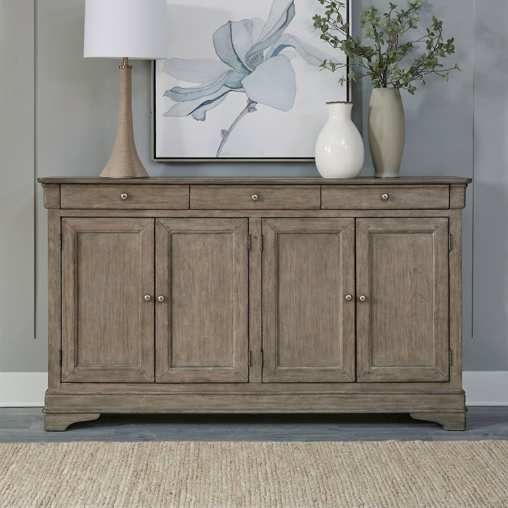 Hall Buffet Dining Living Room Storage - Felt Lined Top Drawers - Sandy Taupe. Picture 2