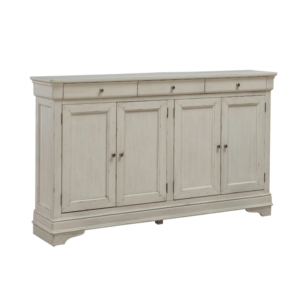 Hall Buffet Dining Living Room Storage - Felt Lined Top Drawers - White. Picture 3