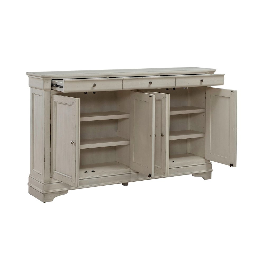 Hall Buffet Dining Living Room Storage - Felt Lined Top Drawers - White. Picture 4
