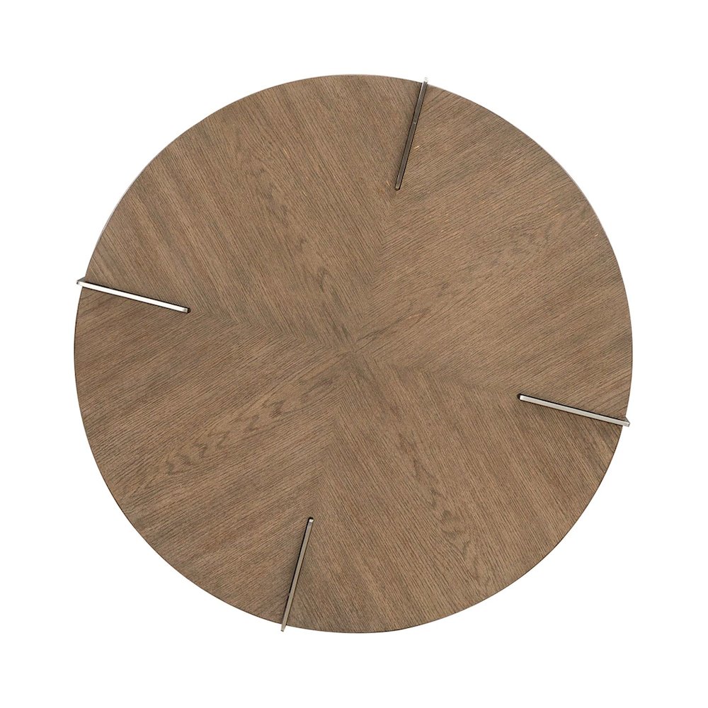Harlow Living Room Round End Table  - Sandstone & Satin Nickel. Picture 4
