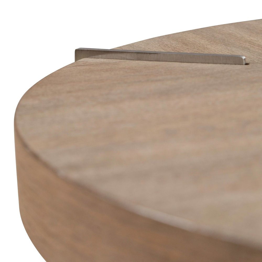 Harlow Living Room Round End Table  - Sandstone & Satin Nickel. Picture 6