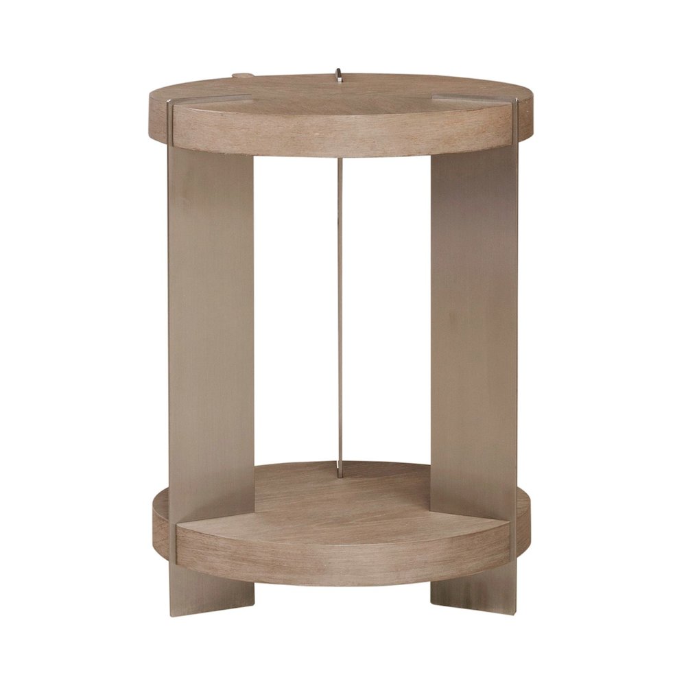 Harlow Living Room Chairside Table  - Sandstone & Satin Nickel. Picture 1