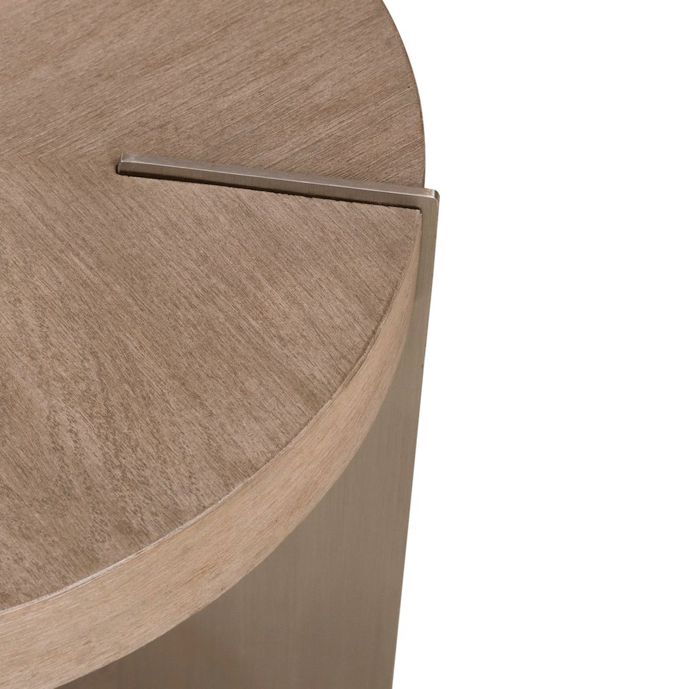 Harlow Living Room Chairside Table  - Sandstone & Satin Nickel. Picture 3